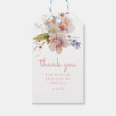 水彩 フラワーブラッシュピンク サンクス ギフトタグ (正面)