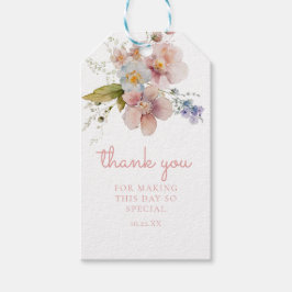水彩 フラワーブラッシュピンク サンクス ギフトタグ