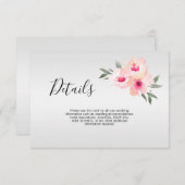 水彩 フラワー ブッシュ ピンク グレー ウェディング 詳細 エンクロージャーカード (正面/裏面)