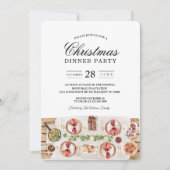 水彩 フード テーブル | クリスマス ディナー 招待状 (正面)