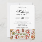 水彩 フード テーブル | ホリデー ディナー 招待状 (正面)