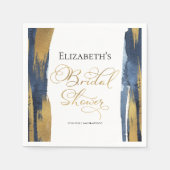 水彩 ブライダルシャワーナプキン | 青 アブストラクト スタンダードカクテルナプキン (正面)