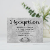 水彩 ブラック&グレー ハーツ ウェディング レセプション 招待状 (スタンド正面)