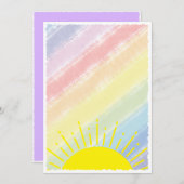 水彩 ベビーシャワー パステル レインボー 招待状 (正面/裏面)