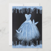 水彩 ベビーブルー グリッター ドレス キンセアニエラ 招待状 (裏面)