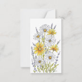 水彩、ペンとインクデイジーフローラブーケ ノートカード (正面)