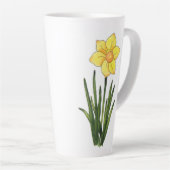 水彩、ペンとインク水仙 カフェラテマグ (右アングル)