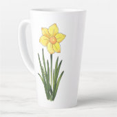 水彩、ペンとインク水仙 カフェラテマグ (左アングル)