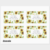 '水彩&ペンヒマワリ模様'ラベル 長方形シール (シート)