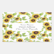 '水彩&ペンヒマワリ模様'ラベル