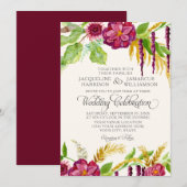 水彩 ボヘミアンブルグマム ローズ フローラル オータム 招待状 (正面/裏面)