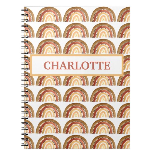 水彩 ボヘミア パステル キッズ ガール レインボー 可愛い ノートブック (正面)