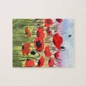 水彩「ポピーと夕焼け」パズル ジグソーパズル (横)