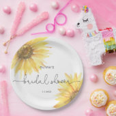 水彩 ミニマリストひまわり ブライダルシャワー ペーパープレート (パーティー)