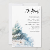 水彩 ミニマリスト 冬のベイビーシャワー 招待状 (正面)