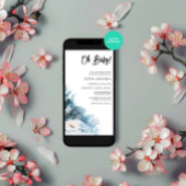 水彩 ミニマリスト 冬のベイビーシャワー 招待状