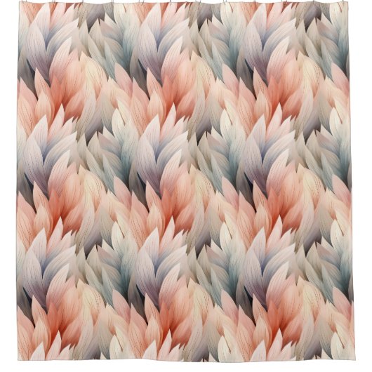 水彩 ミューテッド パステル リーフ パターン 春 シャワーカーテン (正面)