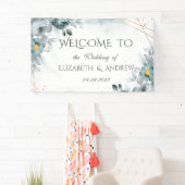 水彩 ミントグリーンのバラ 横断幕 (インサイチュ)