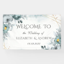 水彩 ミントグリーンのバラ 横断幕