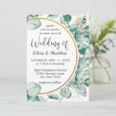 水彩 ミントグリーンの葉 ウェディング 招待状 (スタンド正面)