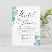 水彩 ミント フラワール シュクレント  ブライダルシャワー 招待状 (スタンド正面)