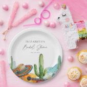 水彩 メキシカン カクタス フィエスタ ブライダルシャワー ペーパープレート (パーティー)
