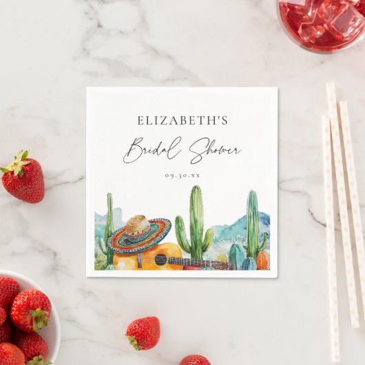 水彩 メキシカン サボテン フィエスタ ブライダル シャワー スタンダードカクテルナプキン (インサイチュ)