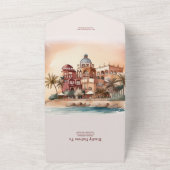 水彩 メキシコ カンクン デスティネーション ウェディング オールインワン招待状 (外側)