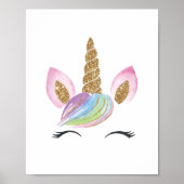 水彩 ユニコーン 女の子 かわいい 壁デコレーション ポスター (正面)