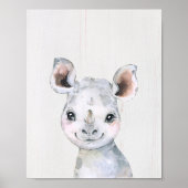 水彩 ライノ サファリ ぬりえ アート プリント (正面)