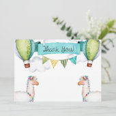 水彩 ラマ 熱気球 誕生日カード サンキューカード (スタンド正面)