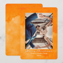 水彩 ルセットオレンジ エレガント クリスマスカード