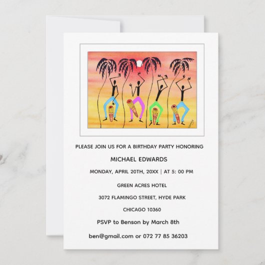 水彩、レッツ、祝誕生日招待状 招待状 (正面)