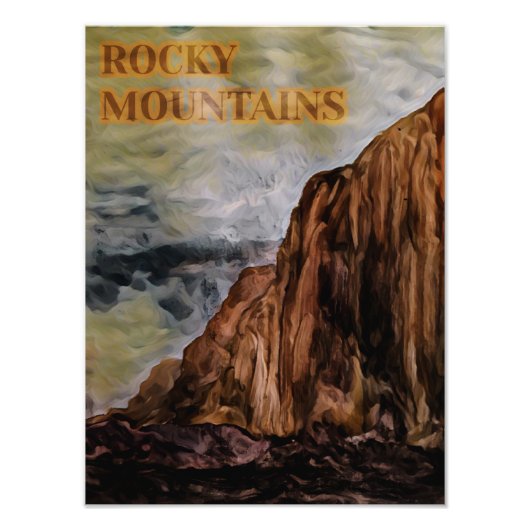 水彩 ロッキー山脈 絵画 フォトプリント            (正面)