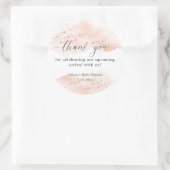 水彩 ローズゴールド ピンク 白 サンクスギフト ラウンドシール (バッグ)