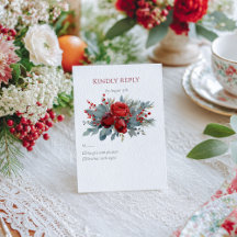 水彩 ワインレッド & ほのかなバラ