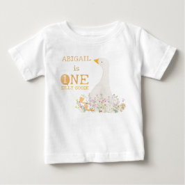 水彩 ワン シリー ゴース ワイルドフラワー 1歳 誕生日 ベビーTシャツ