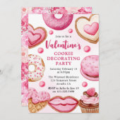 水彩 ヴァレンタイン クッキー デコレーション パーティー 招待状 (正面/裏面)