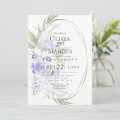 水彩 ヴィオレット アネモネ 花の オーバル フレーム 招待状 (スタンド正面)