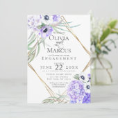 水彩 ヴィオレット アネモネ 花 幾何学 フレーム 招待状 (スタンド正面)