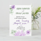 水彩 ヴィオレット フローラル ウェディング エレガント 招待状 (スタンド正面)