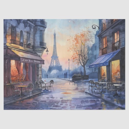 水彩 ヴィンテージ エッフェル塔 デコパージュ 薄葉紙 (正面)