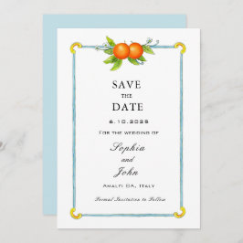 水彩 ヴィンテージ オレンジ 保存日付 セーブザデート