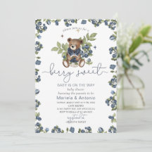 水彩 ヴィンテージ テディベア ベリー スイート ベイビー シャワー