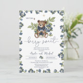 水彩 ヴィンテージ テディベア ベリー スウィート ベイビーシャワー 招待状 (スタンド正面)