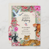 水彩 ヴィンテージ ラスティック 野生動物 花柄 招待状 (正面/裏面)