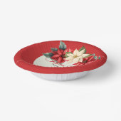 水彩 ヴィンテージ 花 赤いポインセチア クリスマス ペーパーボウル (傾斜あり)