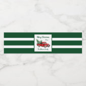 水彩 ヴィンテージ 赤いトラック クリスマス パーティー ペットボトルラベル (シングルラベル)