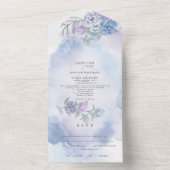水彩 ヴェリーペリーブルー フローラル オールインワン オールインワン招待状 (内側)