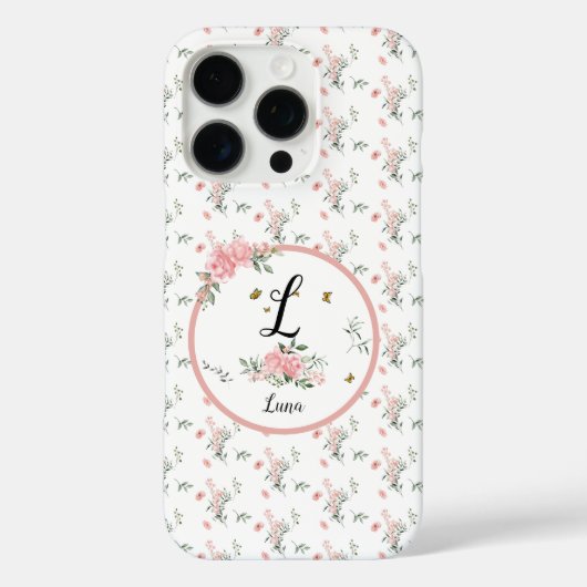 水彩 優雅なピンクのバラと蝶 Case-Mate iPhoneケース (裏面)